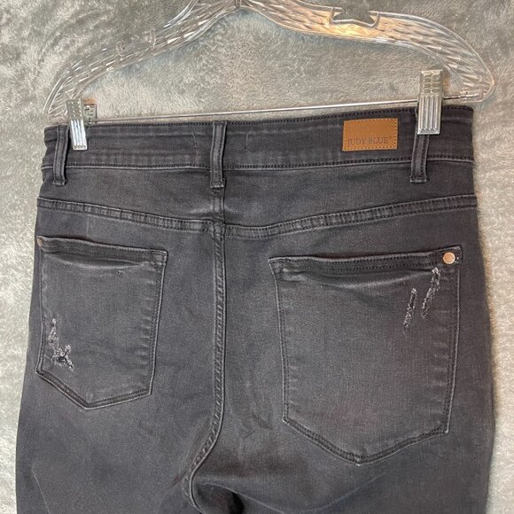 Judy Blue Women Skinny Fit Capri Destroyed High Rise Stretch Black Denim 16W - Picture 5 of 14
